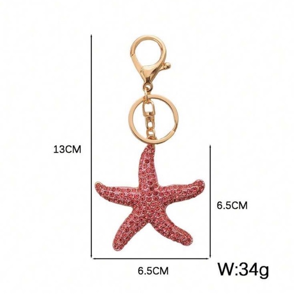 Blue Rhinestone Starfish Keychain - Picture 2 of 2